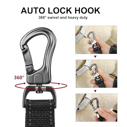 4FT Heavy Duty Dog Leash with Soft Padded Double Handle (4 FT x 1 in Wide / Black)