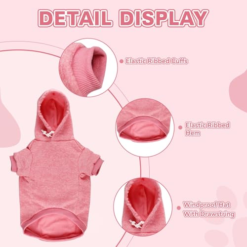 Dog Sweaters for Small Dogs Dog Hoodie Fleece Soft Pet Clothes Sweatshirt with Pocket Pet Hoodie for Small Dogs Puppy Sweater (X-Small / Pink)