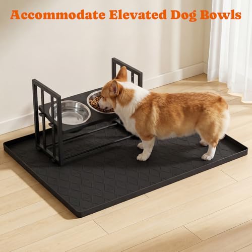 Pet Feeding Mat with Raised Edge (Black)