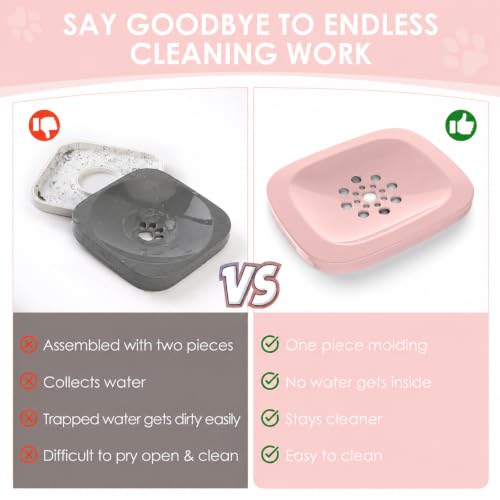 3L No Spill Dog Water Bowl with Slow Drinking Disk (Pink)