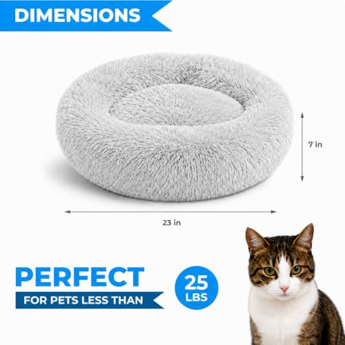 Cat Beds for Indoor Cats & Small Dog (Light Grey-C / 23.00" x 23.00" x 7.00")