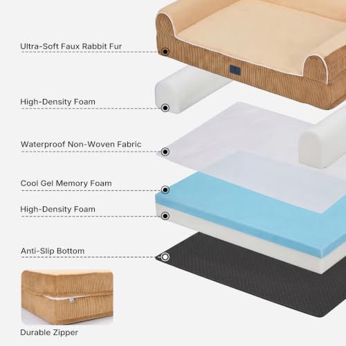 Orthopedic Dog Bed for Medium Size Dogs (Light Yellow / 35"L x 26"W x 10"Th)