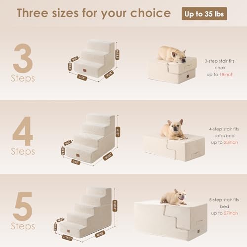 Dog Stairs for Bed 18" H (Beige / Standard 15" x 24" x 18")