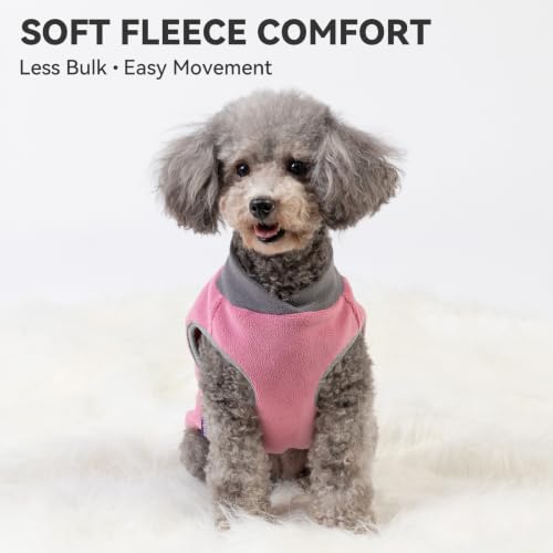2 Pack Fleece Dog Sweater Pullover Lightweight Reflective Jacket (XX-Large / Grey & Pink)