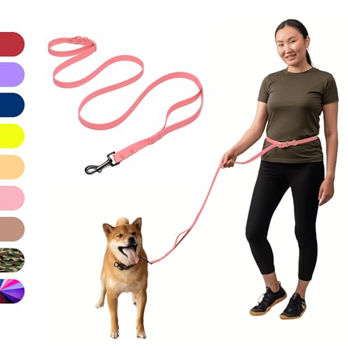 Heavy Duty Hands Free Dog Leash for Medium to Large Dogs for Comfortable Running Jogging Walking (Pink)