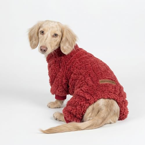 Turtleneck Fleece Dog Sweater Pajamas (X-Small / Red)