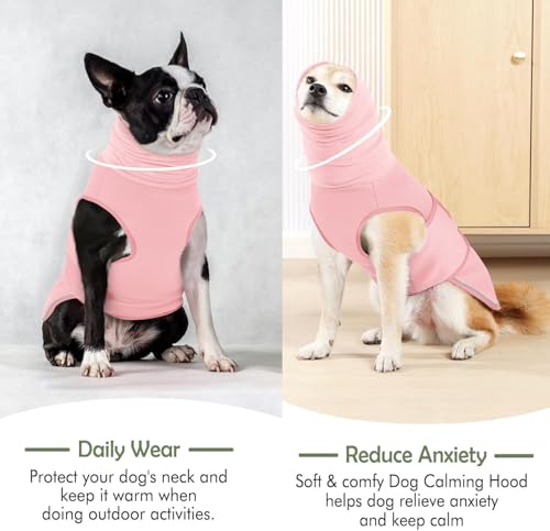 Reflective & Soft Dog Anxiety Vest with Ear Wraps for Thunderstorm (Pink / Large)