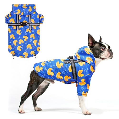 Dog Raincoats for Large Dogs (Duck Blue / L(Back 18.1", Chest 25.5", Neck 18"))