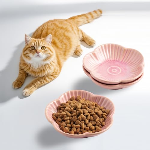 Ceramic Cat Food Bowls (pink / 4.72in)