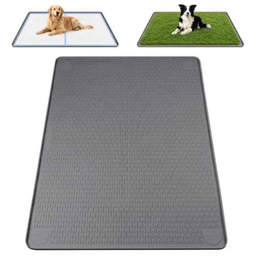 Silicone Dog Pee Pad Holder 40" x 28" Potty Training Tray (40"x28" / Dark Gray)