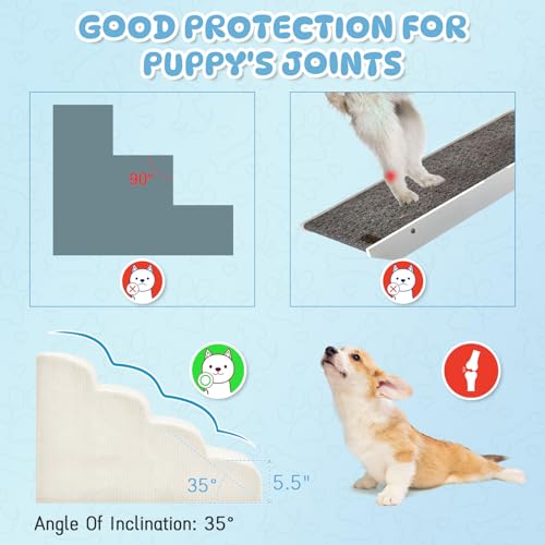 4 Step Dog Stairs Pet Ramp for High Beds (Beige / 4-Step 20"H)
