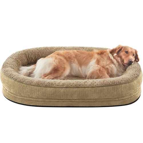 Orthopedic Dog Beds Large Sized Dog (Light Brown / 42"l X 32"w X 7.5"th)