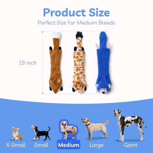 Dog Squeaky Toys No Stuffing 3 Pack (Medium / Fur Plush-3 Pack)