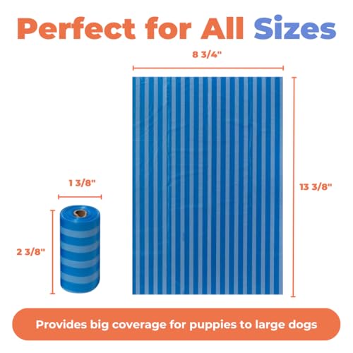 Poop Bags for Dogs (Blue Strips / 240 Bags)