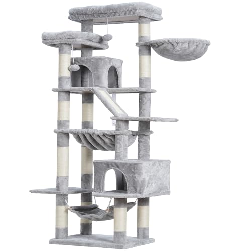 Cat Tree, 71-Inch-Tall Tower for Indoor Cats with 2 Perches HCT034W (Light Gray / 71 inch)