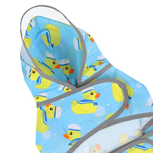Clear Hooded Dog Raincoat Jacket Poncho with Dog Leash Hole Blue S (Small / Sailor Ducks Blue)