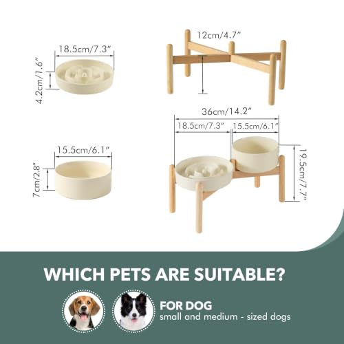 Elevated Slow Feeder Dog Bowls (Light Yellow)