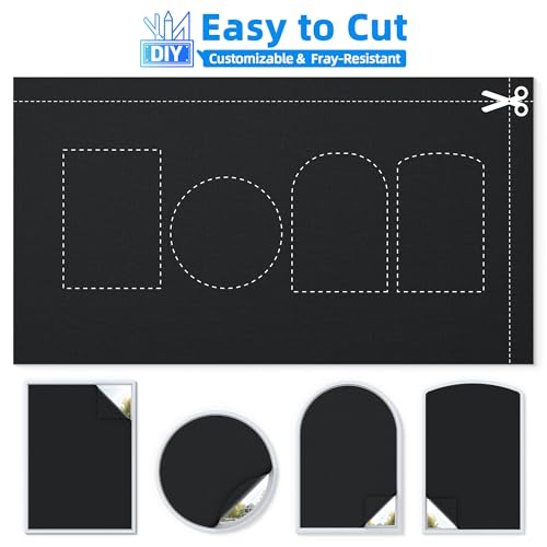 Linen Blackout Curtains for Bedroom Portable 45"×59" Black Out Window Cover (Black / 59"W x 45"H)