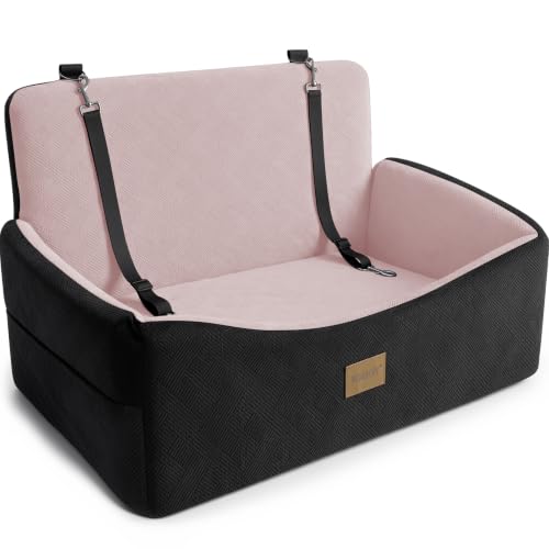 Dog Car Seat for Large Medium Sized Dogs Under 55 lbs (Black Pink / Medium/Large)