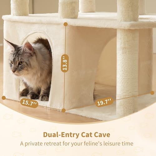 Cat Tree, 71-Inch Tall Cat Tower for Large Maine Coon Cats HCT03MG (Beige / XL)
