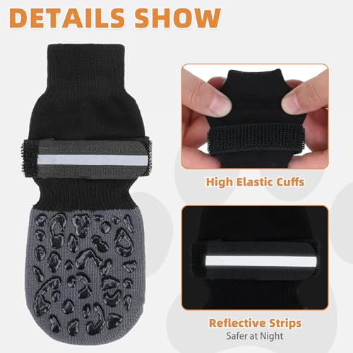 Anti Slip Dog Socks to Prevent Licking Paws (Grey Reflective / Small (4 Pack))