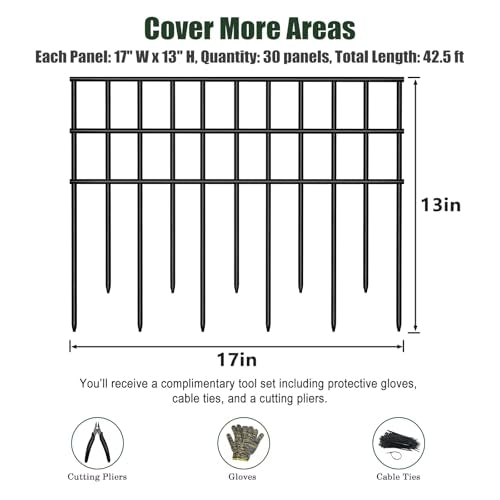 Animal Barrier Fence 30 Pack (30 Panels，42.5ft(L) x 13in(H)))
