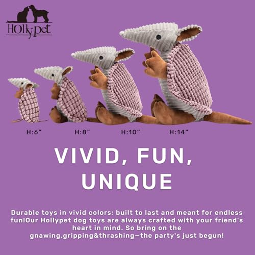 Armadillo Squeaky Puppy Dog Toys for Small Medium Dogs (6 IN / Pink)