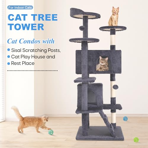 54" Cat Tree Tower (Ashy)