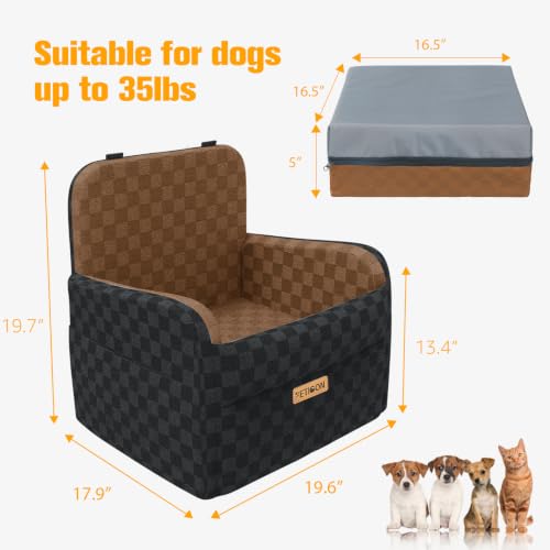 Waterproof Dog Car Seat for Small Medium Dogs (Brown / Medium)