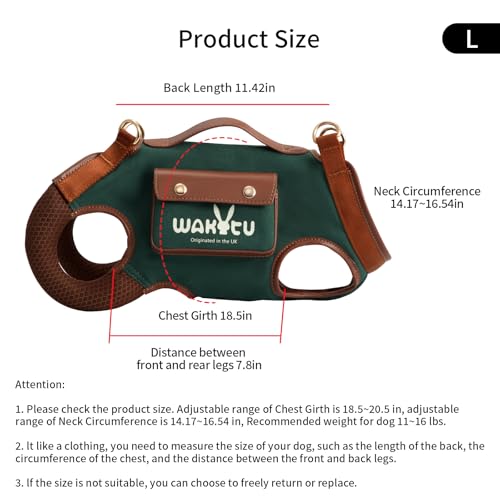 Dog Lift Harness Dog Carrier Sling for Small Dogs & Cats (Large(11-16 LBS) / 1.0 Green)