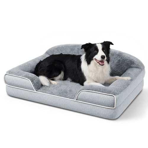 Orthopedic Dog Bed for Medium Dogs (Light Grey / 35.0"L x 25.0"W x 7.0"Th)