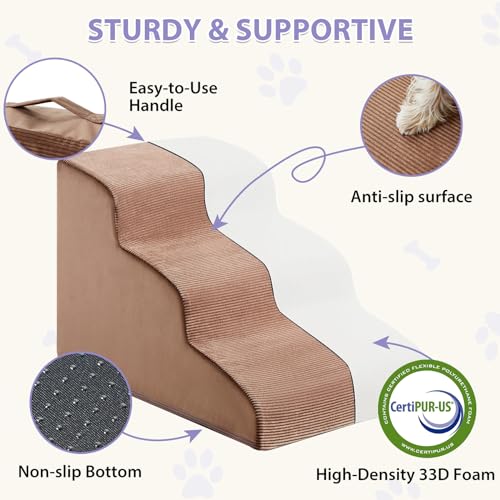 Dog Stairs for Small Dogs (Fleece Brown)