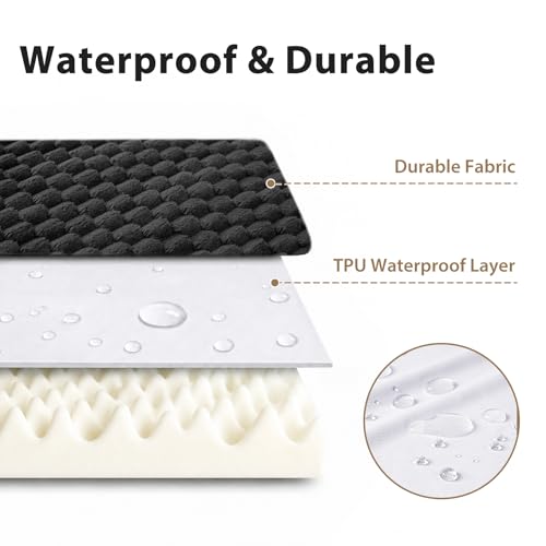 XXL Waterproof Orthopedic Dog Bed for Crate Mat (Black / 47"L x 29"W x 4"Th)