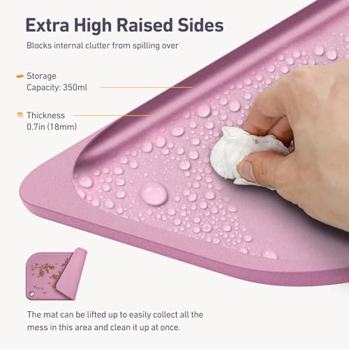 Silicone Pet Feeding Mat with Metal Ring (Pink / 23"L x 15"W)