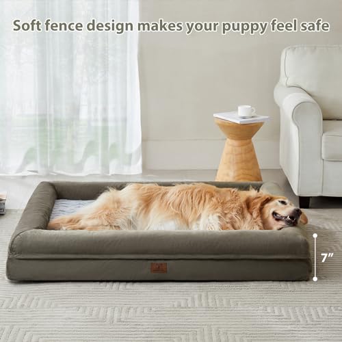 XL Extra Large Orthopedic for Senior Dog Bed Comfy Sleeping (Dark Green / X-L (41x28x7in))
