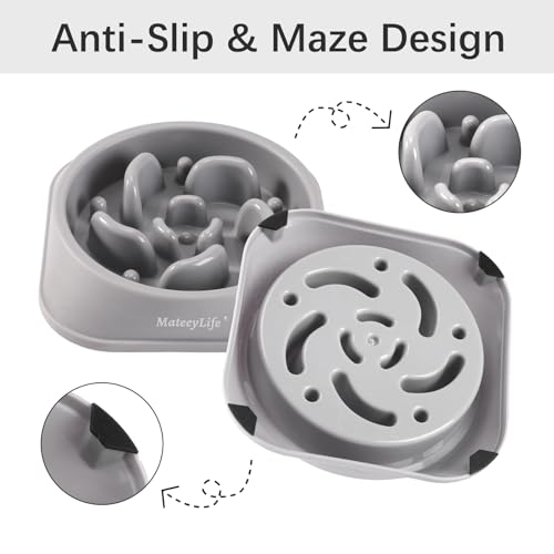 1 Pack Slow Feeder Dog Bowls (I-Gray / Medium)