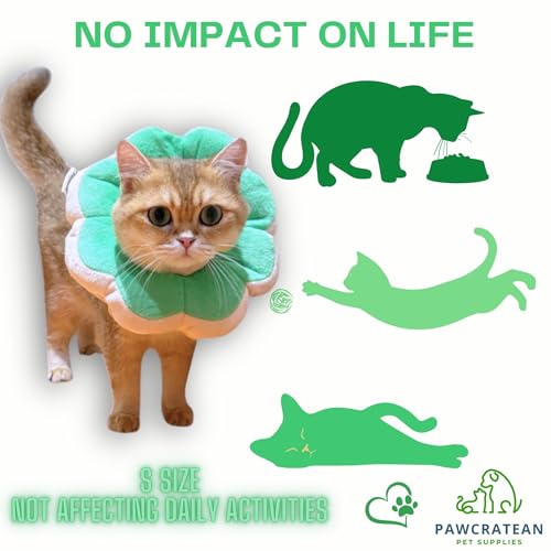 Adjustable Comfy Flower Style Elizabeth Collar for Cats Puppies Soft Recovery Cone Pet Protective Neck Collar (Green / Samll)
