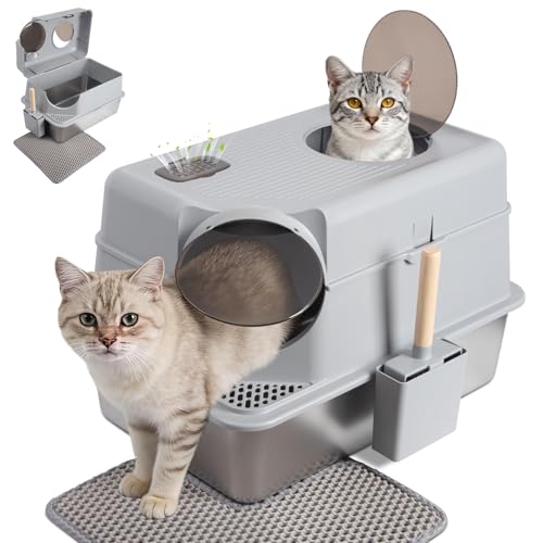 Stainless Steel Litter Box with Lid (X-Large (Enclosed))