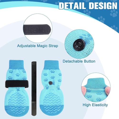 Anti Slip Dog Socks to Prevent Licking Paws for Hot Pavement (Blue / X-Large)