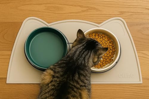 Cat Food Mat Silicone Pet Feeding Mat (18"L x 10"W / Beige)