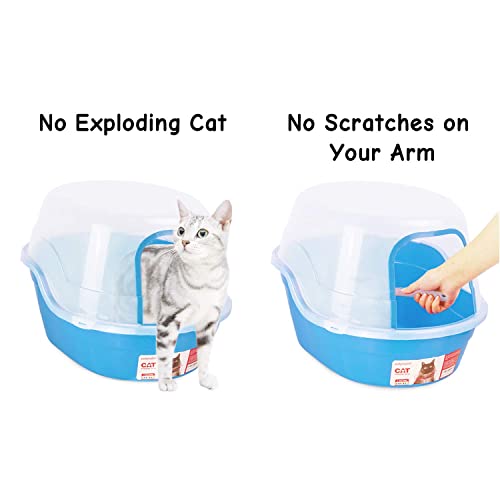 Jumbo Hooded Cat Litter Box (Blue)