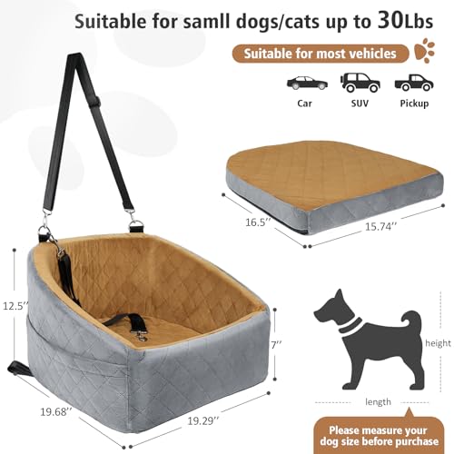 Dog Car Seat for Small Medium Dogs (Grey/brown)