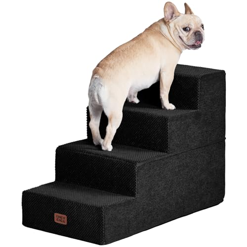 Dog Stairs for Bed 20" H (Black / Extra Wide 16.5" x 28" x 20")