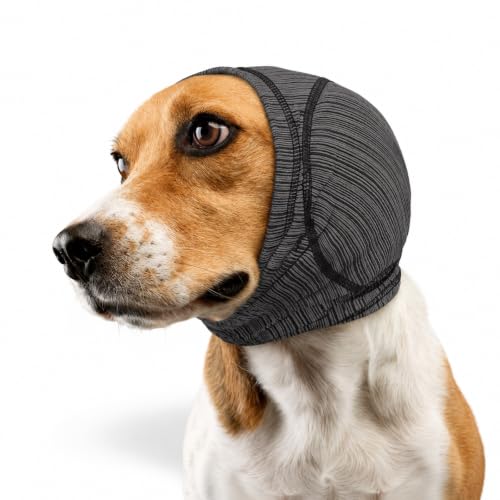 Dog Calming Hood Ear Cover for Anxiety Relief (Grey / Small)