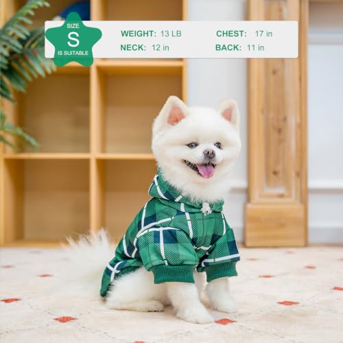 Plaid Dog Hoodie (Small / Green)