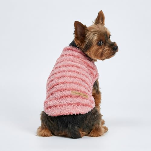 2 Pack Striped Fleece Dog Sweater (Medium / Pink-Lavender)