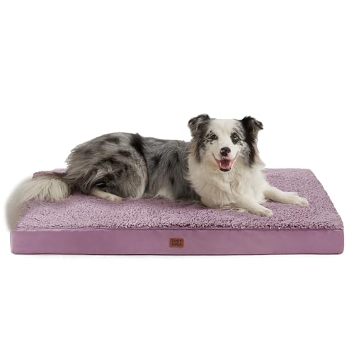 Orthopedic Dog Bed Extra Large with Removable Washable Cover (41*27*3.5 inches / Fog Purple)