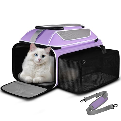 Top and Side Expandable Pet Carrier Airline Approved (Purple with Side Expandable)