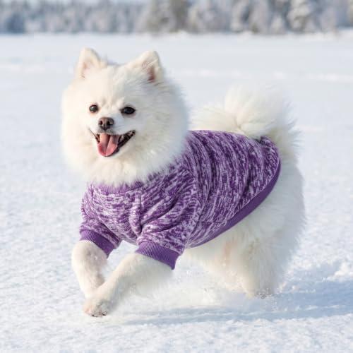3 Pack Dog Sweaters for Small Dogs Girl Boy Winter Fleece Clothes Warm Soft Dog Sweatshirt Outfit for Dogs Cats Pet Apparel (Purple+ Wine Red+Dark Blue / L (Back: 15.7", Chest: 19.6", 14-18 lbs))