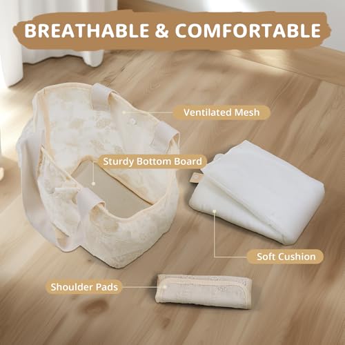Dog Carrier for Small Dogs Rabbit cat with Lace Design (Beige Lace / 13.0"L x 6.7"W x 10.6"H)